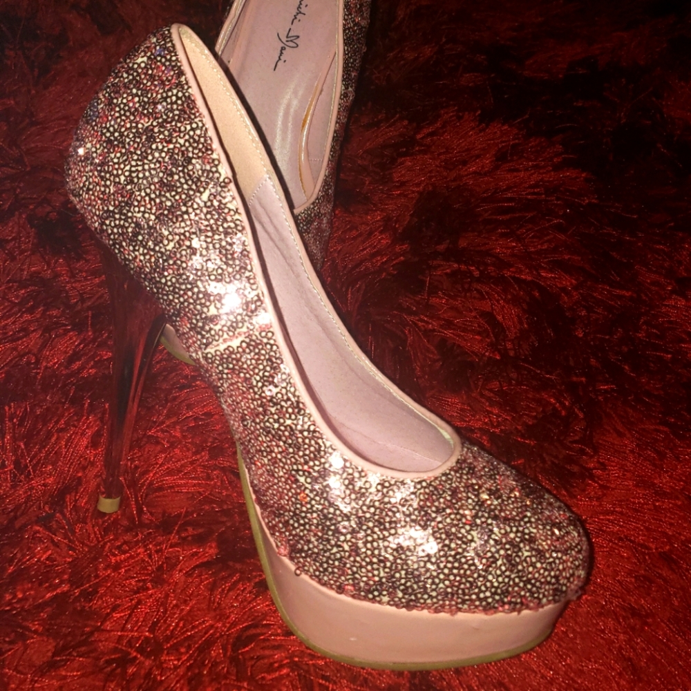 Marichi Mani Pink Sequin Heels